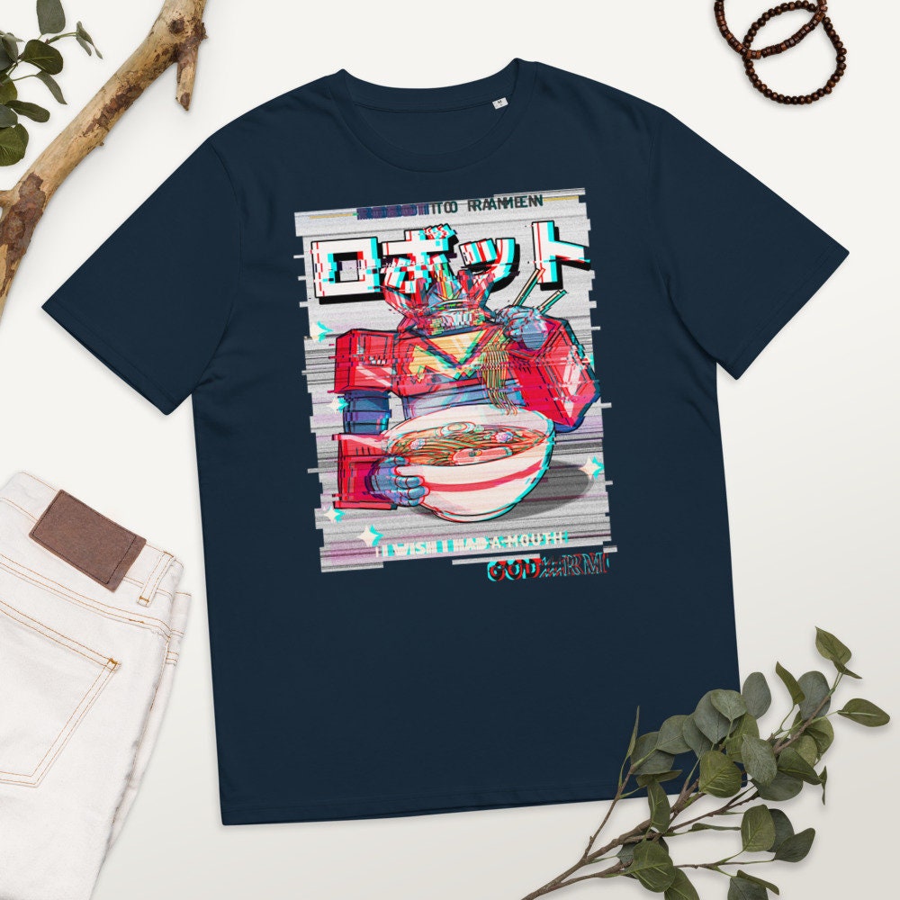 Unisex GODARM Organic Cotton Roboto Ramen Glith Shirt | Black | White | French Navy - Godarm