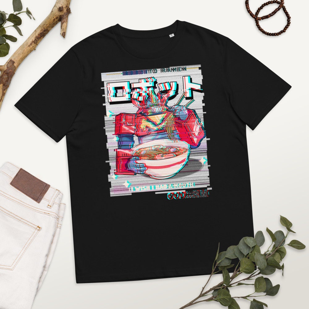 Unisex GODARM Organic Cotton Roboto Ramen Glith Shirt | Black | White | French Navy - Godarm